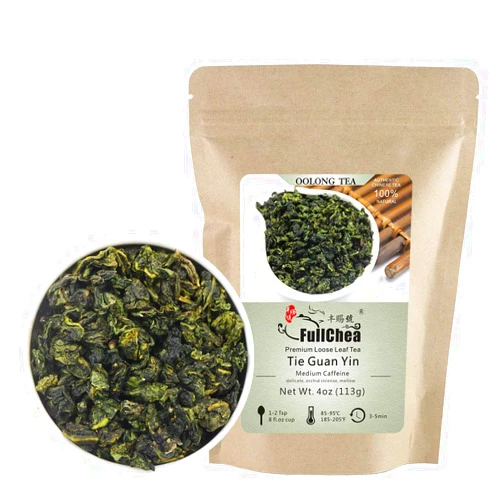 FullChea - Anxi Tieguanyin Tea - Best Oolong Tea Loose Leaf - Tie Guan Yin Tea - Iron Goddess of Mercy with Orchid Aroma - Deliciously Smooth Taste - 4oz / 113g