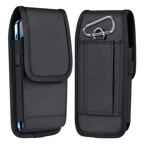 ykooe Cell Phone Pouch Nylon Belt Holster Case Compatible with iPhone 15, 15 Pro, 14 Pro, 14, 12, 12 Pro, 11, 11 Pro, 13, 13 Pro, XR, Samsung Galaxy S20 S21 S22 S23 S10 S9, Black – L