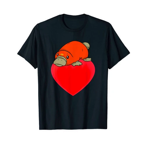 Platypus Lover Design Australia Wildlife Cute Platypus On Heart Apparel Platypuses Lover T-Shirt