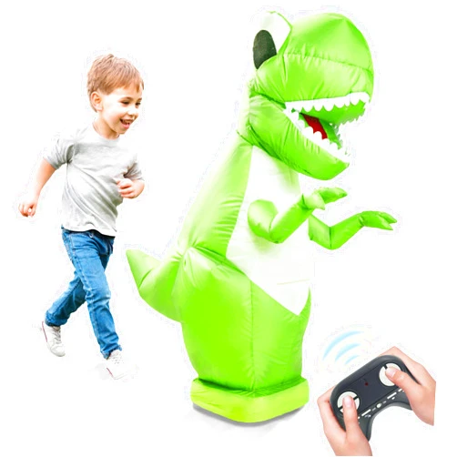 SMILESSKIDDO Remote Control Jurassic Inflatable Big Dinosaur Toys for Kids, 2.4Ghz Realistic Electric Blow Up Dinosaur with 360°Rotation Rechargeable Walking Dinosaur Toy for Boys Kids Age 8-12 Birthday Gifts