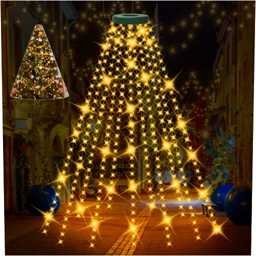 ForChic Christmas Tree Lights, 400 LED Christmas Light with 8 Light Modes & Memory Function, 8.2FT x 16 Lines String Lights with Timing Function for Christmas Decorations - Warm White