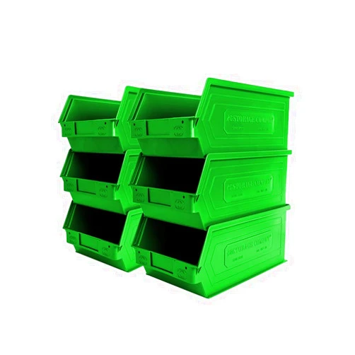 Storage Compat 6-Pack Storage Bins, Wall Mount, Stackable & Freestanding, 12”x 8” x 6” Plastic Organizers, Utility Containers for Garage, Home, Workshop, Green