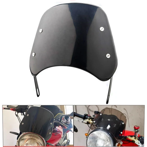 KICRY Small Universal Windshield Motorcycle Wind Deflector Windscreen Front Flyscreen with Mount Bracket Fit Motorbike 7