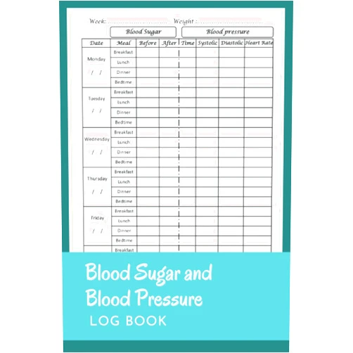 By K.eva publisher (Author) Blood Sugar and Blood Pressure Log Book: Daily and Weekly recording book to Monitor Sugar and Blood Pressure Levels, 4 records a day, enough for 2 years.