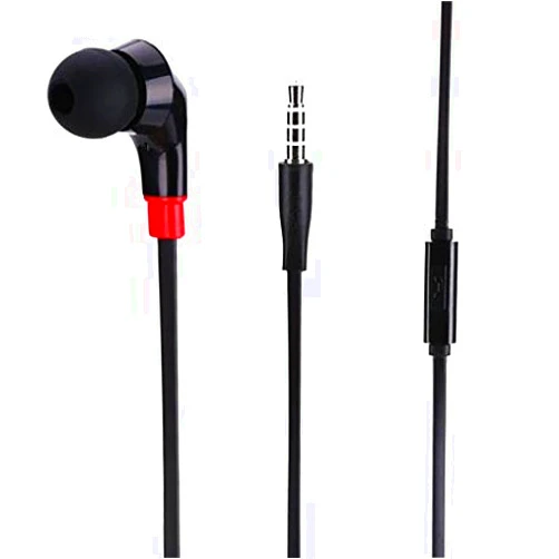 NISMobile Compatible with Stylo 4 Plus - Premium Flat Wired Headset Mono Hands-Free Earphone w Mic Single Earbud Headphone Earpiece in-Ear [3.5mm] [Black] for LG Stylo 4 Plus