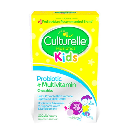 Culturelle Kids Probiotic + Complete Multivitamin Chewable For Kids, Ages 3+, 30 Count, Digestive Health, Oral Health & Immune Support - With 11 Vitamins & Minerals, including Vitamin C, D3 & Zinc