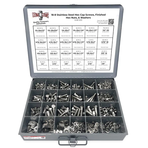 BoltsandNuts.com 18-8 (304) Stainless Steel Hex Cap Screws Bolts Nuts Washers Assortment Kit - 574 Pcs!