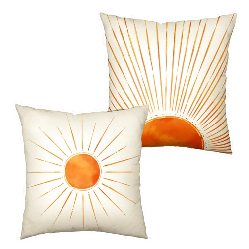 Kwlegh Boho Abstract Sun Pillow Covers Sunshine Sunset Sunrise Throw Pillow Covers Mustard Yellow Bohemian Cushion Case 18X18 Set of 2 Aesthetic Home Decor for Living Room Couch