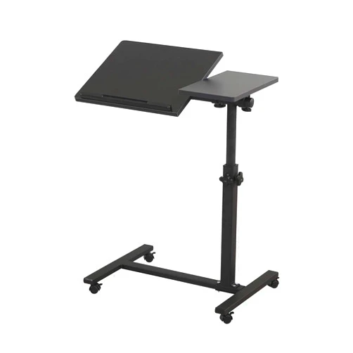 TigerDad Overbed Bedside Desk Mobile Rolling Laptop Stand Tilting Overbed Table with Wheels Height Adjustable Tray Table for Laptop Bed Sofa Side Table (Black)