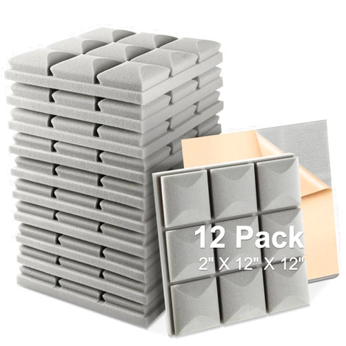 Fstop Labs Acoustic Foam Panels, 12 Pack Grey 2'' X 12