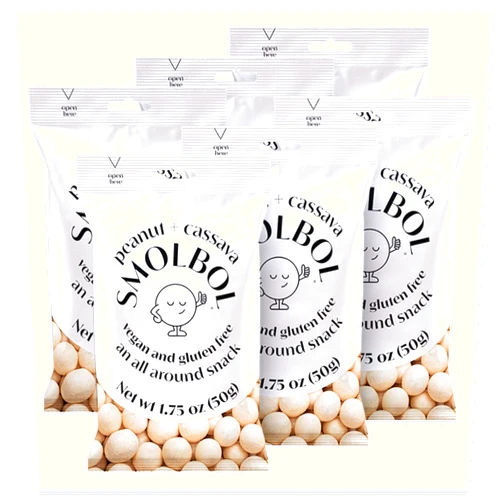 SMOLBOL Small Peanut Balls | Crunchy Peanut Bites in a Lightly Salted Cassava Crust | Individual Packs | Vegan & Gluten-Free Snack | Ovinhos de Amendoim | Original Flavor | 10.5oz (Pack of 6 x 1.75oz)