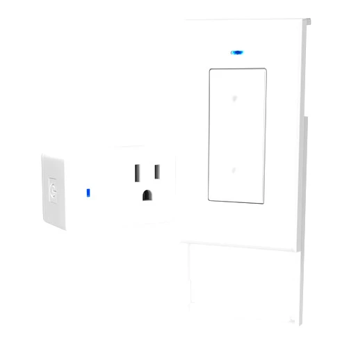 WILAWELS Mini Remote Control Outlet with Removable Wall Switch, WILAWELS Wireless Light Switch Kit, Programmable Remote Outlet for Light, Lamp, Appliance, 100ft RF Range, FCC Listed