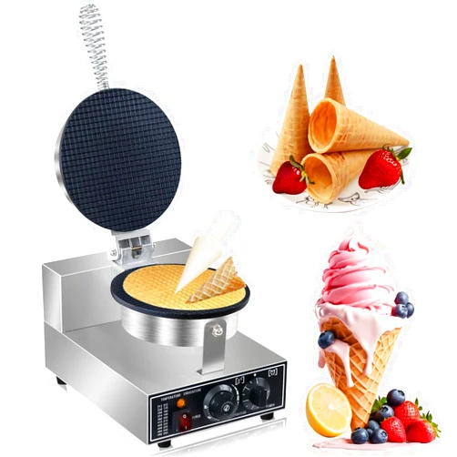 AEYDJXMER 110V Electric Ice Cream Cone Maker 1300W Commercial Waffle Cone Machine 1300W Electric Stainless Steel Egg Cone Baker Non Stick coating with Temp & Time Control for for Restaurant Bakeries
