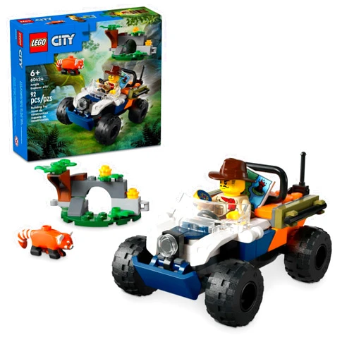 LEGO City Jungle Explorer ATV Red Panda Mission Car Toy, Fun Summer Toy for Kids Ages 6 and Up, Jungle Explorer Minifigure & Animal Figure Included, Outdoor Toy Gift Idea for Adventure Fans, 60424