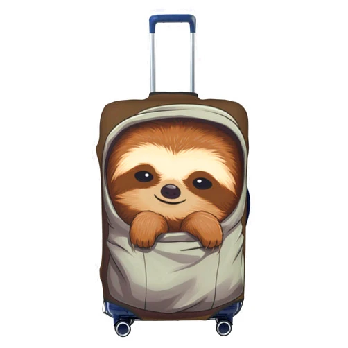 VALCLA Durable Suitcase Cover, The Sloth In The Pocket Printed High Elasticity Suitcase Protective Cover, Universal Scratch Resistant Travel Suitcase Cover For Men And Women (18-32in)