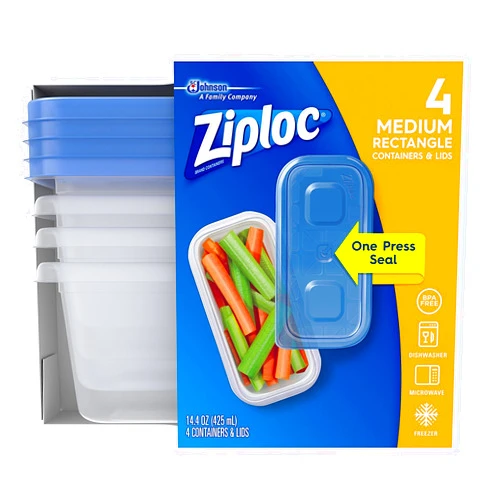 Ziploc Food Storage Meal Prep Containers Reusable for Kitchen Organization, Smart Snap Technology, Dishwasher Safe, Mini Rectangle, 4 Count