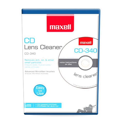 Maxell – Pro 190048 CD-340 Laser Lens Cleaner - Safe & Effective CD Player & Game Station Compact Disc Cleaner - Microfiber Brushes Eliminates Static & Dust - Easy to Use with No Chemicals