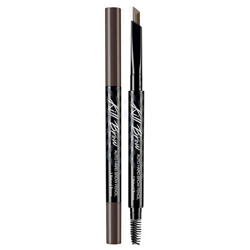 CLIO Kill Brow Auto Hard Eyebrow Pencil | Dual-End, Long Lasting, Waterproof, Smudge-Resistant, Spoolie Brush, Sharpener | Natural Brown (#01)