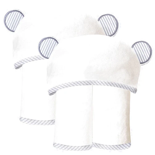 SWEET DOLPHIN 2 Pack Hooded Baby Towel, 100% Rayon Made from Bamboo, Baby Bath Towel with Hood for Babies, Infant, Toddler and Kids, Large 35 x 35 inch - White