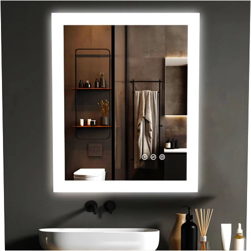 AOLISSI Bathroom Mirror with Led Lights, Bathroom Vanity Mirror 20x24 inch, Lighted Vanity Mirror for Wall, 3 Colors Dimmable, Touch Button, Water Proof, Anti-Fog Wall Mounted Makeup Mirror