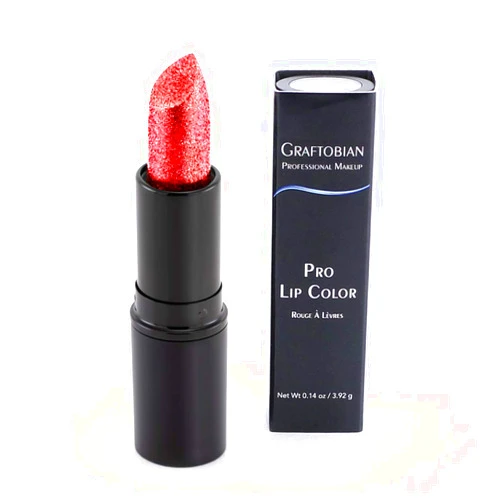 Graftobian Professional Color Lipstick - Ultra Long-Wearing, Comfortable Texture, Full Range of HD Shades, For All Skin Tones and Undertones, Velvety Smooth Semi-Matte Finish, Red Glitter