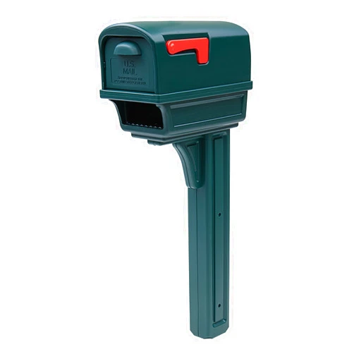 Gibraltar Mailboxes Gentry Large Capacity Double-Walled Plastic Green, All-In-One Mailbox & Post Combo Kit, GGC1G0000