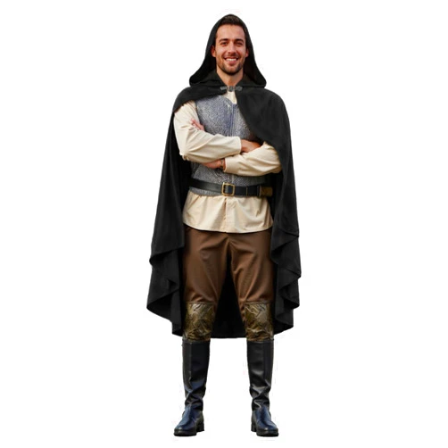 HOMELEX Medieval Hooded Cloak, Renaissance Cape with Hood, Wizard Witch Costume Robe, Sorcerer Halloween Cosplay Outfit