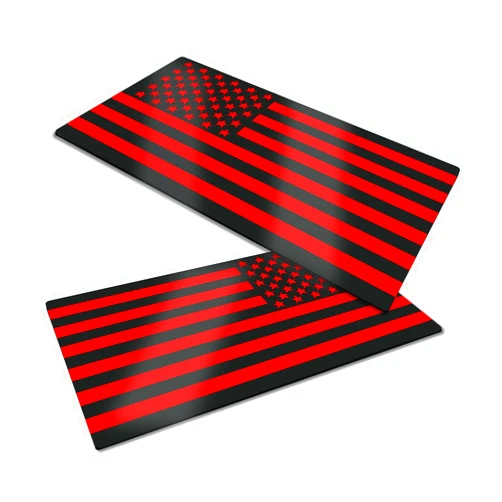 Hirificing 2PCS American Flag Decal Embossed 3D Metal Black and Red American Flag Emblem Bumper Decal Stickers, 4mm Thickness Acrylic USA Car Military Patriotic Emblem for Car Truck SUV(Black+Red)