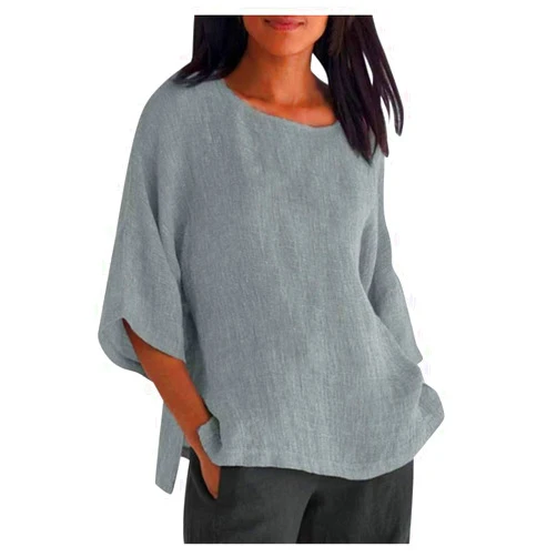 Ceboyel Cotton Linen Tops for Women 3/4 Sleeve Crewneck Tunic Blouses Dressy Causal Gauze Shirts Ladies Summer Clothing 2025