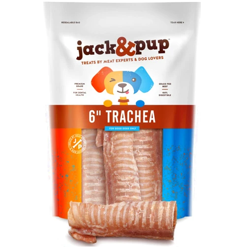 Jack & Pup Jack&Pup 6 Inch Trachea Dog Chew | Single Ingredient Beef Trachea Treats for Dogs | Naturally Rich in Glucosamine and Chondroitin for Joint Health (12 Pk)