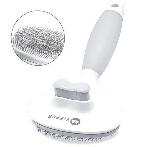 YiEFUR Cat Hair Brush,Cat Brush for Shedding,Soft Silicone Self Cleaning Brush for Short and Long Haired Cats for Grooming and Shedding White