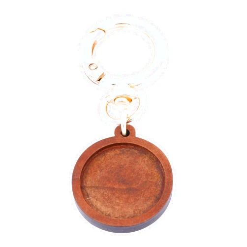 Reidgaller 10pcs 25mm Wood Cabochon Keychain Blanks with Spring Clasp Key Ring DIY Bezel Settings for Jewelry Making Supplies