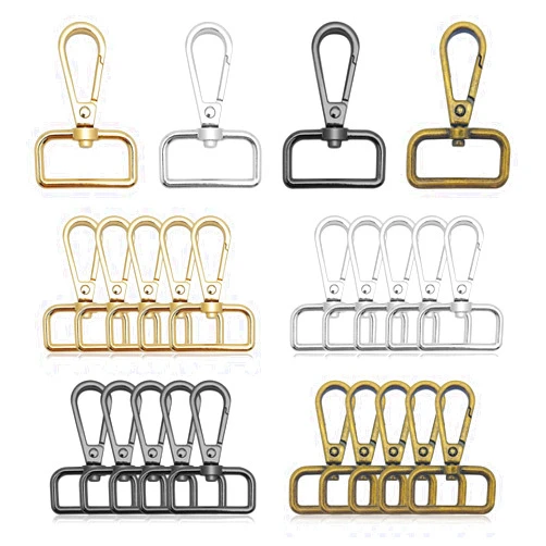 Ximalun 24Pcs Swivel Clasps 1 inch D Ring Lobster Claw Clasps,Metal Swivel Snap Hooks Lobster Lanyard Clasp for Strap Push Gate DIY Crafts Keychains Jewelry Purse Bag Making(4 Colors, 2.5cm Inside Diameter)