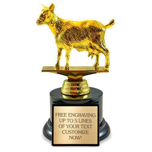 Awards4U The Goat Trophy - Customized with Engraved Plate Award for The G.O.A.T. - Funny Recognition Trophies for Winner, Boss, Friends, Contest Winners and Fantasy Football