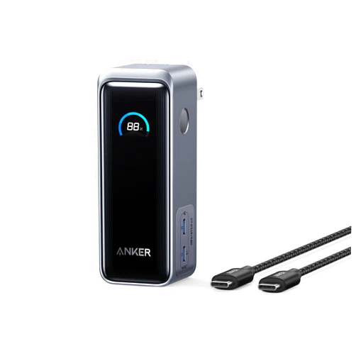 Anker Prime Power Bank, 9,600mAh Battery Pack with 65W Output, Built-in AC Plug, Supports PD 3.0 and PPS, 30W Fast Recharging, Sleek Portable Charger for MacBook Pro, iPhone 15 Series, Galaxy, iPad