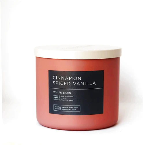 Bath & Body Works, White Barn 3-Wick Candle w/Essential Oils - 14.5 oz - 2022 Spring Scents! (Cinnamon Spiced Vanilla)