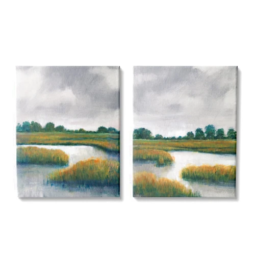 Stupell Industries Grassy Rural Marshland Landscape 2pc Set Canvas Wall Art, Design by Tim OToole