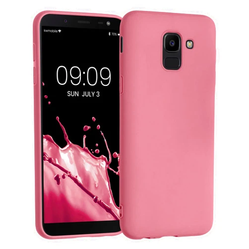 kwmobile Case Compatible with Samsung Galaxy J6 Case - Soft Slim Protective TPU Silicone Cover - Dark Rose