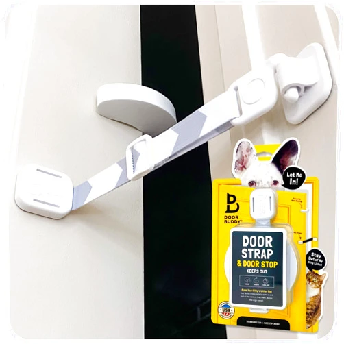 Door Buddy Cat Door Latch & Cat Door Stopper. Adjustable Door Strap for Cats to Dog Proof & Keep Dog Out of Litter Box & Cat Feeder. Simpler Pet & Cat Gate Alternative. No Cut Cat Door Interior Door