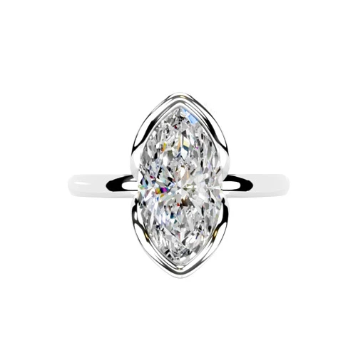 HK JEWEL 1-6 CT Moissanite Engagement Ring Colorless VVS1 10K 14K 18K Solid Gold & 925 Sterling Silver Half Bezel Set Engagement Ring Christmas Gift For Women (White, Main Stone :- Marquise | 3 Carat)