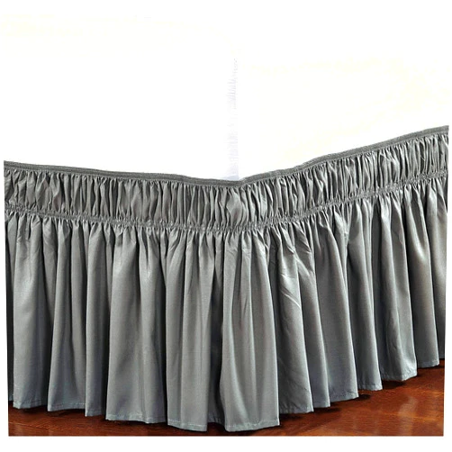 Elegant Comfort Three Fabric Sides Wrap Around Elastic Style Solid Bed Skirt, Easy On/Easy Off Dust Ruffled Bed Skirts 16 Inch Tailored Drop, Wrinkle and Fade Resistant