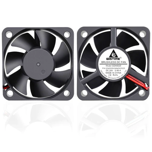 Gdstime 2-Pack 24V 50mm x 50mm x 20mm 2 inch 5020 Brushless Cooling Fan 2 Pin