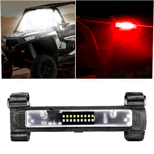 LTEODCHEW UTV Dome Light Red and White Battery Powered, Magnetic Roll Bar Mount Car Interior Repair Truck Bed Lights for RV Can-Am Polaris Ranger Razor SXS Offroad