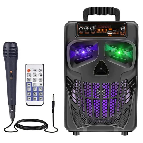 Aesackir Portable Bluetooth Speaker with Subwoofer Wireless Speakers Outdoor/Indoor Big Support Remote Control FM Radio TF Card LED Lights MP3 Player Party for Home Camping iPhone Computer PC (B-S08)