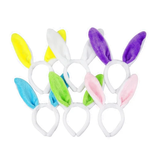 GiftExpress Assorted Color Bunny Ears - Plush Easter Rabbit Ear Headbands - Bulk Party Costume Headwear for Adults & Kids