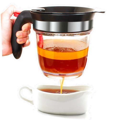 VONDIOR Fat Separator With Bottom Release, 4 Cup Gravy Separator for Cooking with Oil Strainer, Kitchen Gadgets Grease Separator Packaged with a 3-in-1 Multifunctional Peeler (Red)