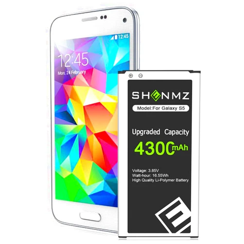 SHENMZ Galaxy S5 Battery, (2024 Upgraded) 4300mAh Ultra High Capacity New 0 Cycle Replacement Battery for Samsung Galaxy S5 G900A G900P G900V G900T G900F G900H G900R4 I9600 S5 Spare Battery