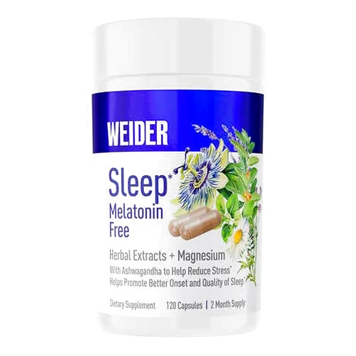 Generic Weiderr Sleep Melatonin Free Sleep Aid, 120 Capsules,with KSM-66 Ashwagandha, Magnesium, Lavender, Lemon Balm, Chamomile, Valerian and Passionflower Extracts, Hormo (2), White