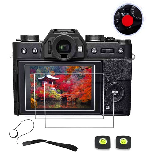 AMagisn Screen Protector for Fujifilm Fuji X-S10 X-T30 X-T20 X-E3 Shutter Release Button Tempered Glass Film Cover Shield Hot Show Level Cover Lens Cap Keeper Holder（3+2+1+1