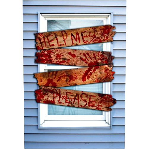 Fun World Haunted Bloody Wooden Window Boards with Words Standard